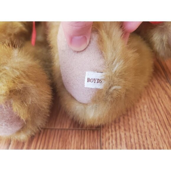 Boyds Bear Stuffed Animal Plush Bear Red Bow Teddy Bear Pellet Filled Sits EUC - Picture 4 of 13